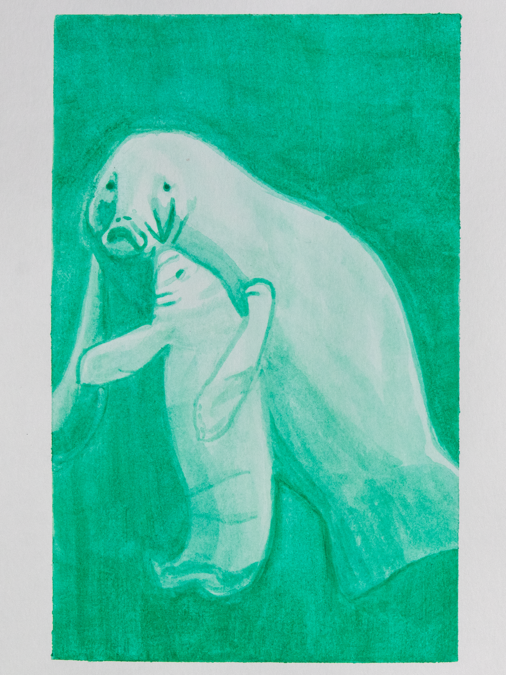 Haunted Manatee Mini Print Postcard