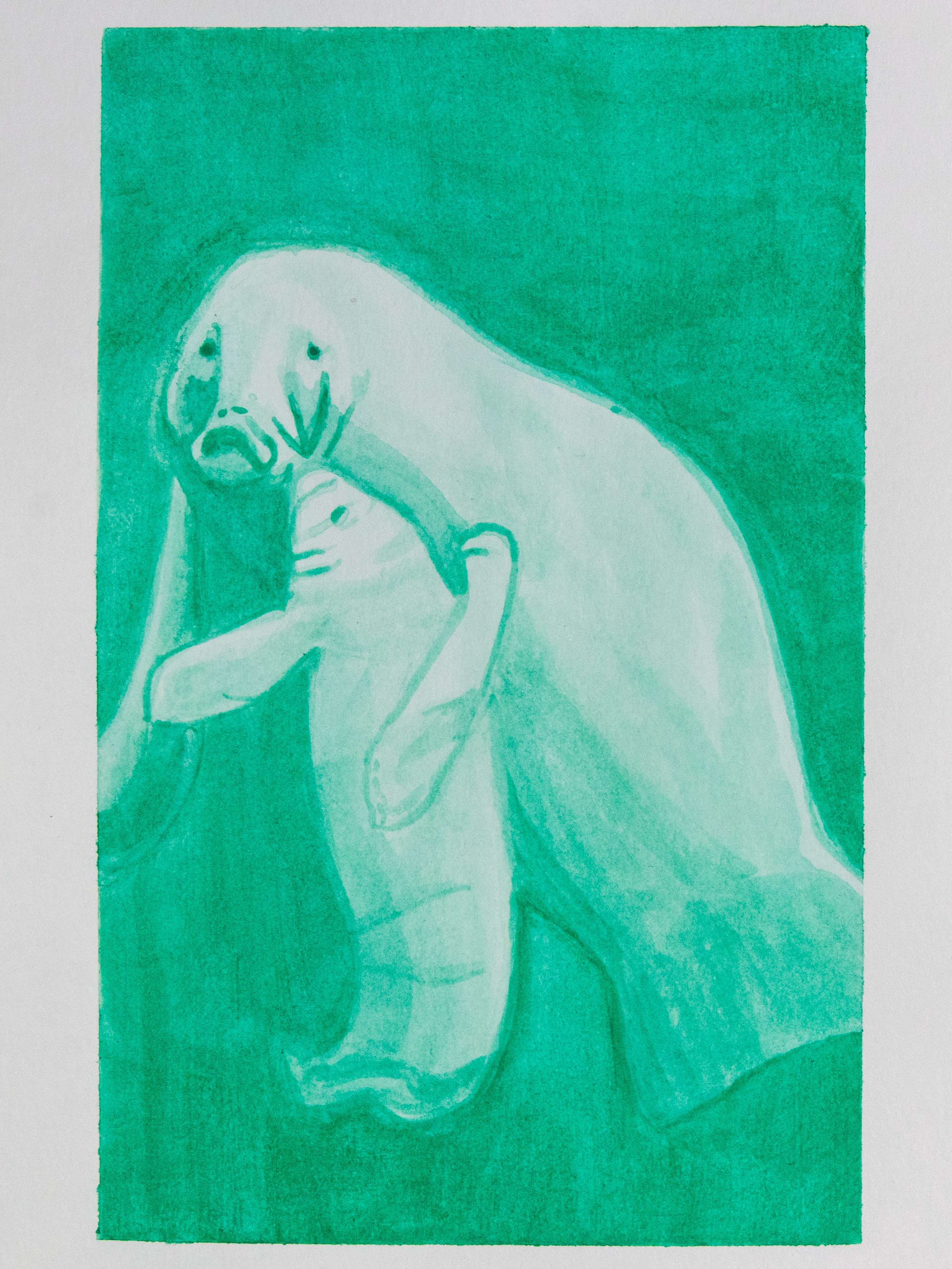 Haunted Manatee Mini Print Postcard